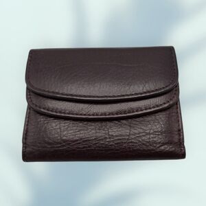 Vintage Buxton Genuine Leather Wallet Dark Brown Bifold